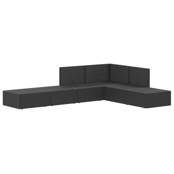 vidaXL 6 pcs conjunto lounge de jardim c/ almofad&otilde;es vime PE preto