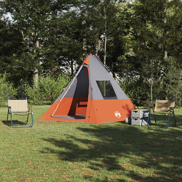 vidaXL Barraca Tipi Cinza e Laranja 383 x 338 x 217 cm tafetá