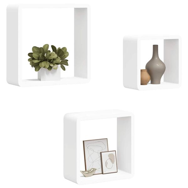 vidaXL Prateleiras de parede em forma de cubo 3 pcs MDF branco