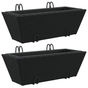 vidaXL Canteiros com ganchos 2 pcs vime PE preto
