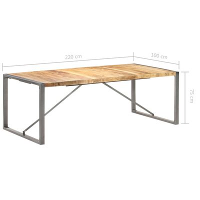 vidaXL Mesa de jantar 220x100x75 cm madeira de mangueira maciça áspera