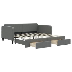 vidaXL Sof&aacute;-cama c/ gavet&atilde;o e gavetas 90x190 cm tecido cinzento-escuro