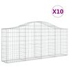 vidaXL Cestos gabi&atilde;o arqueados 10pcs 200x30x80/100cm ferro galvanizado