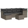 vidaXL 7 pcs conjunto sof&aacute;s p/ jardim c/ almofad&otilde;es vime PE cinzento