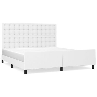 vidaXL Estrutura cama c/ cabeceira 160x200 cm couro artificial branco