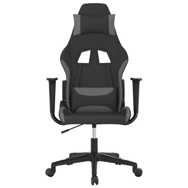 vidaXL Cadeira de gaming tecido preto e cinzento-claro
