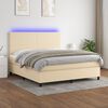 vidaXL Cama box spring c/ colch&atilde;o e LED 180x200 cm tecido cor creme