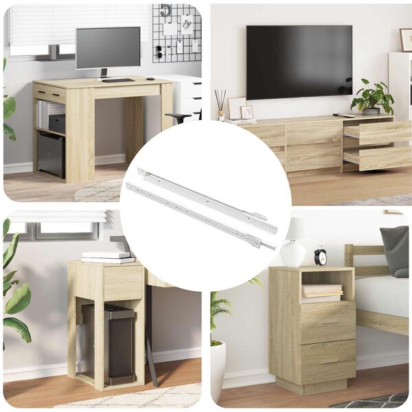 vidaXL Corredi&ccedil;a de Gaveta 2 pcs Branco 450 mm A&ccedil;o