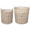 vidaXL Cesta de Plantas GENDT 2 unid. Cinza Natural Rattan Kubu