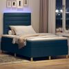 vidaXL Cama Box Spring LED com colch&atilde;o Azul 120 x 190 cm tecido