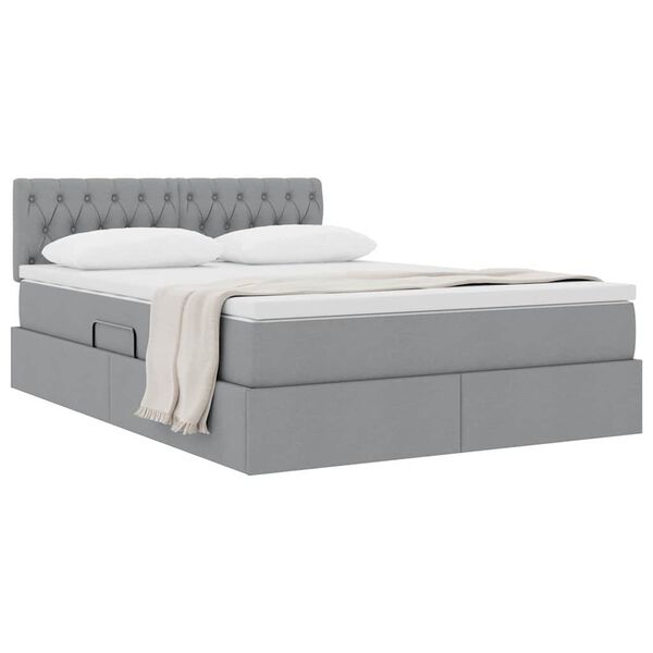 vidaXL Cama com arruma&ccedil;&atilde;o e colch&atilde;o Cinzento-claro 140 x 190 cm