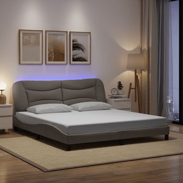 vidaXL Estrutura de cama com LED sem colchão Hvar 180x200 cm tecido