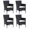 vidaXL 5 pcs conjunto de jantar p/ jardim c/ almofad&otilde;es vime PE preto