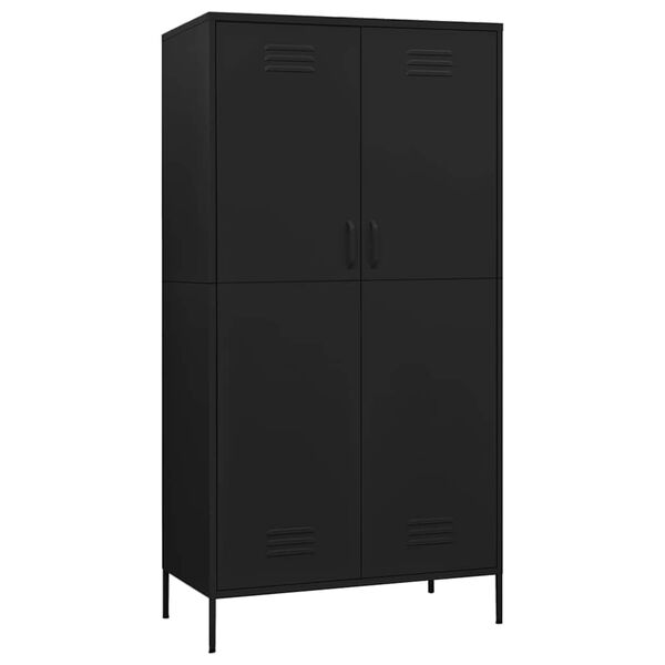 vidaXL Roupeiro 90x50x180 cm a&ccedil;o preto