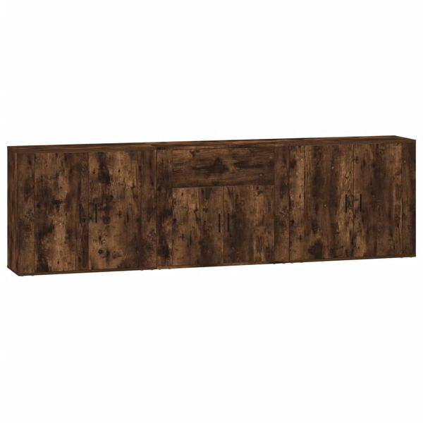 vidaXL Aparadores 3 pcs madeira processada cor carvalho fumado