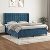 vidaXL Cama com molas/colch&atilde;o 180x200 cm veludo azul-escuro
