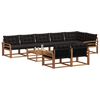 vidaXL Conjunto de Sof&aacute;s para Exterior 9 pcs Natural e Preto