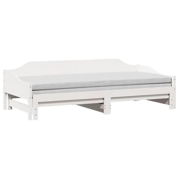vidaXL Sof&aacute;-cama com gavet&atilde;o 90x200 cm madeira de pinho maci&ccedil;a branco