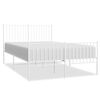 vidaXL Estrutura de cama com cabeceira e p&eacute;s 135x190 cm metal branco