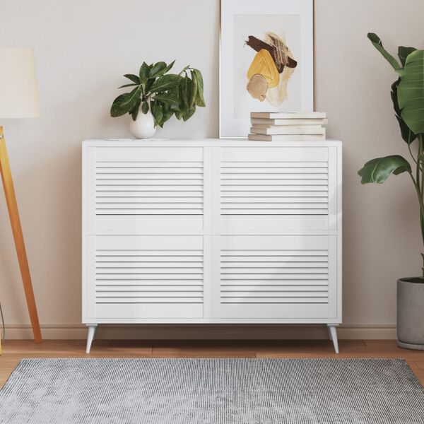 vidaXL Portas de arm&aacute;rio 4 pcs design de persiana pinho maci&ccedil;o branco