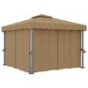 vidaXL Gazebo com cortina 3x3 m alum&iacute;nio cinzento-acastanhado