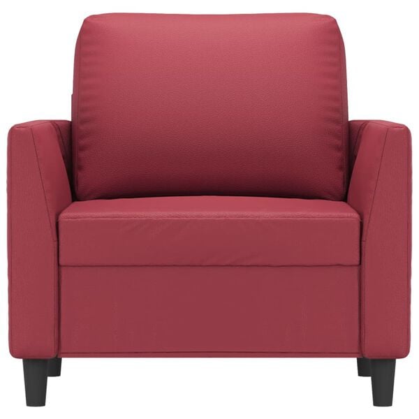 vidaXL Poltrona 60 cm couro artificial vermelho tinto