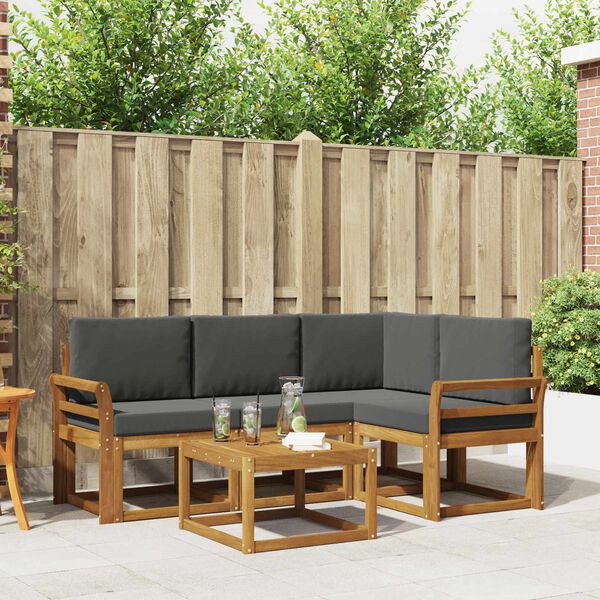 vidaXL Conjunto de Sof&aacute;s para Exterior 5 pcs Natural e Antracite