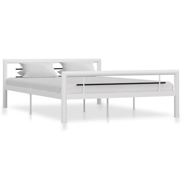 vidaXL Estrutura de cama 160x200 cm metal branco e preto