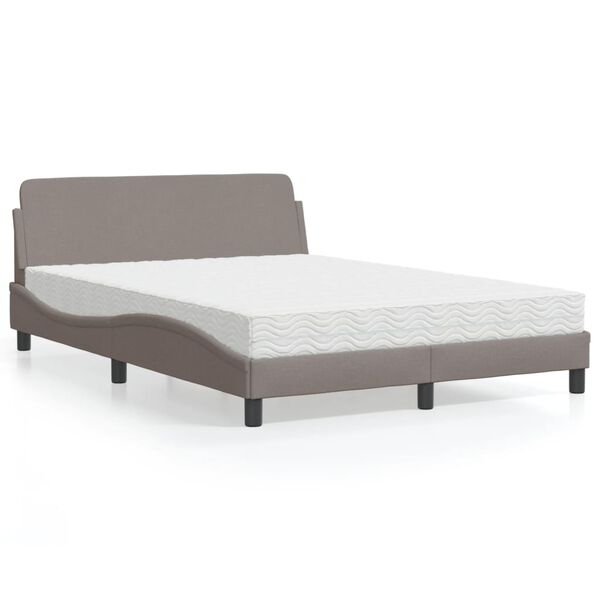 vidaXL Cama com colch&atilde;o Dover 120x200 cm tecido castanho-acinzentado