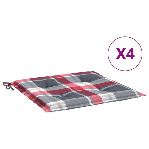 vidaXL Almofad&otilde;es cadeiras jardim 4pcs tecido oxford xadrez vermelho