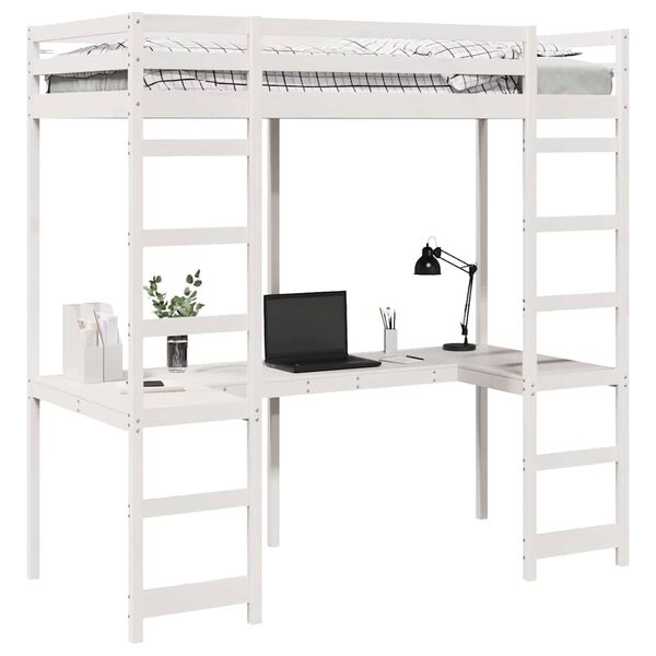 vidaXL Estrutura de cama loft Branco 90 x 200 cm