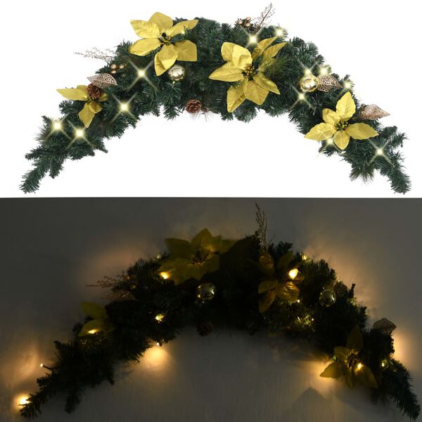 vidaXL Grinalda de Natal com luzes LED 90 cm PVC verde