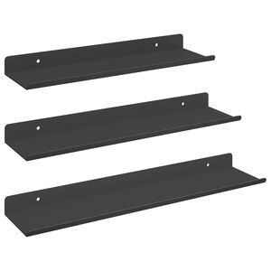 vidaXL Prateleira Flutuante 3 pcs Preto 40 x 9 x 2,5 cm A&ccedil;o