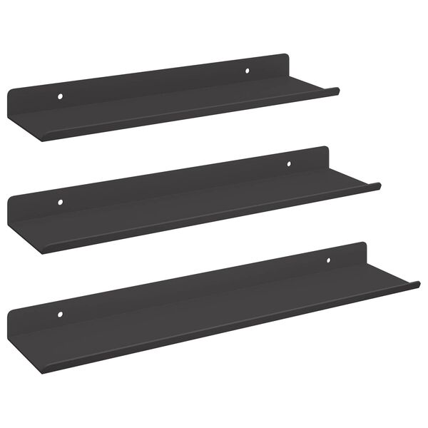 vidaXL Prateleira Flutuante 3 pcs Preto 40 x 9 x 2,5 cm A&ccedil;o
