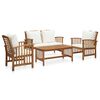 vidaXL 4 pcs conj. lounge jardim c/ almofad&otilde;es madeira ac&aacute;cia maci&ccedil;a