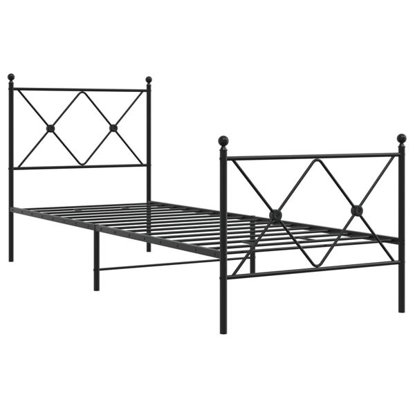 vidaXL Estrutura de cama com cabeceira e p&eacute;s 75x190 cm metal preto