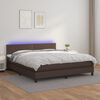 vidaXL Cama box spring c/ colch&atilde;o/LED 180x200 cm couro artif. castanho