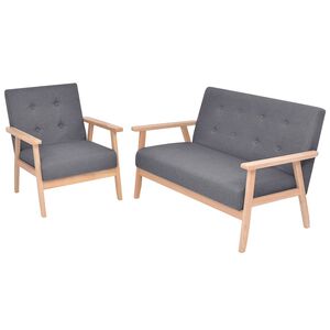 vidaXL Conjunto de sof&aacute;s 2 pcs tecido cinzento escuro