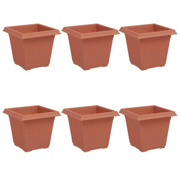 vidaXL Vaso Quadrado para Flores 6 pcs Vermelho Tijolo