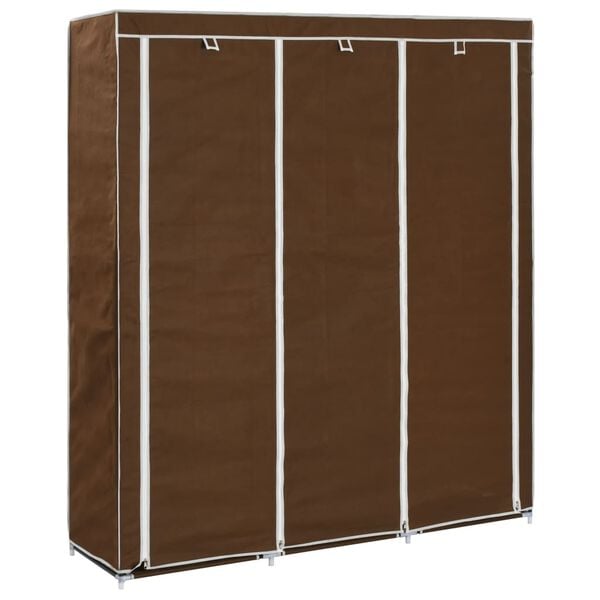 vidaXL Roupeiro compartimentos e var&otilde;es 150x45x175cm tecido castanho