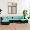 vidaXL 6 pcs conjunto lounge de jardim c/ almofad&otilde;es vime PE preto