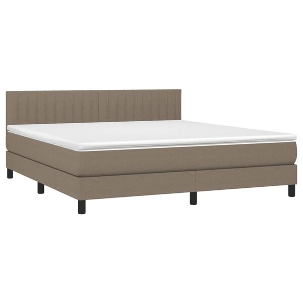 vidaXL Cama box spring colch&atilde;o/LED 180x200cm tecido cinza-acastanhado