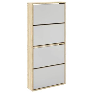 vidaXL Sapateira com 4 divis&oacute;rias e espelho 63x17x134cm carvalho