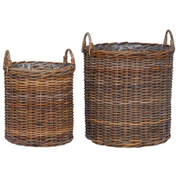 vidaXL Cesta de Plantas com armazenamento 2 pcs Castanho Rattan Lacak