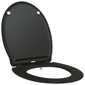 vidaXL Assento de Vaso Sanit&aacute;rio Preto 45,5 x 37,5 x 3,8 cm Duroplast