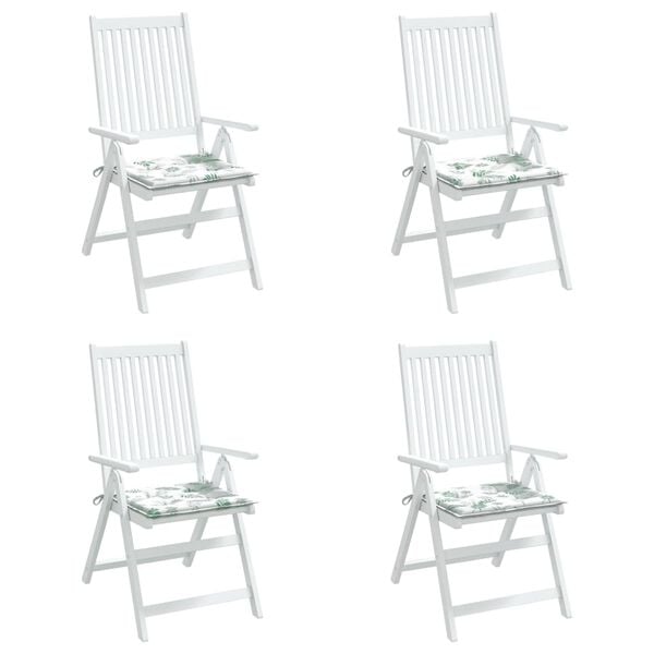 vidaXL Almofad&otilde;es p/ cadeira 4pcs 50x50x4cm tecido padr&atilde;o folhas
