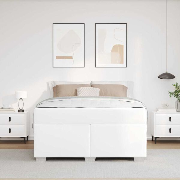 vidaXL Estrutura da Cama com colch&atilde;o Branco 140 x 200 cm tecido