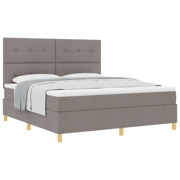 vidaXL Cama Box com colch&atilde;o Cinzento-acastanhado 180 x 200 cm tecido