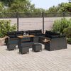 vidaXL Conjunto de Sof&aacute; de Jardim com almofada 14 pcs Preto