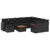 vidaXL 11 pcs conjunto sof&aacute;s de jardim c/ almofad&otilde;es vime PE preto